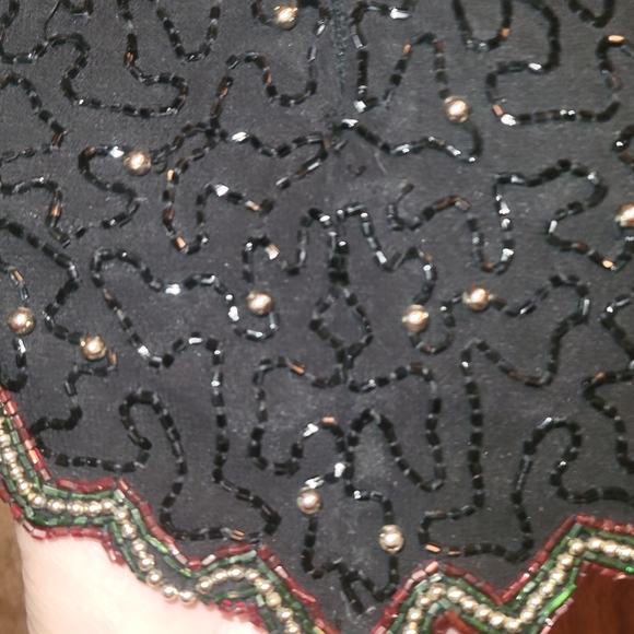 Size L Gorgeous Vintage Laurence Kazar Beaded Pointsettia Top - Picture 5 of 6
